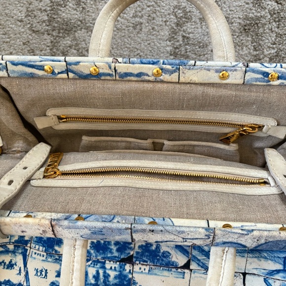 Prada Blue and White Canvas Tote Bag - Picture 7 of 13